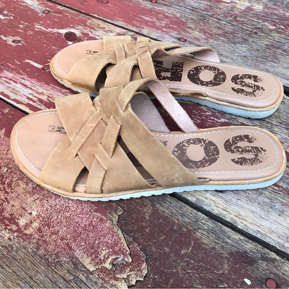 🍄 Sorel Ella Tan Leather Slide Sandals - Picture 10 of 10